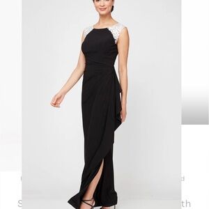 Alex Evenings Sleeveless Dress with Embroidered Shoulder Detail